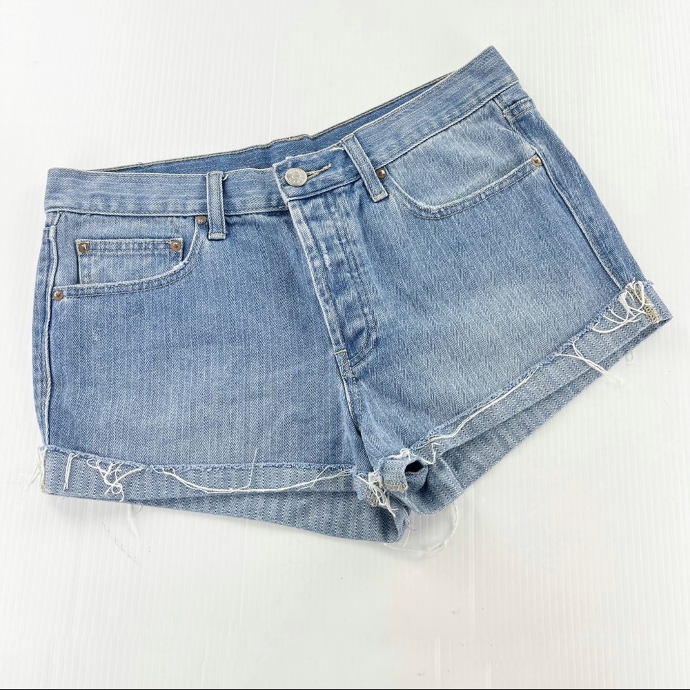 BDG Tomgirl Frayed Cutoff Blue Denim Jean Shorts